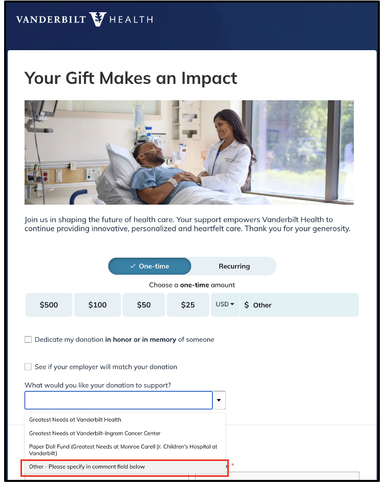 image of VH giving page